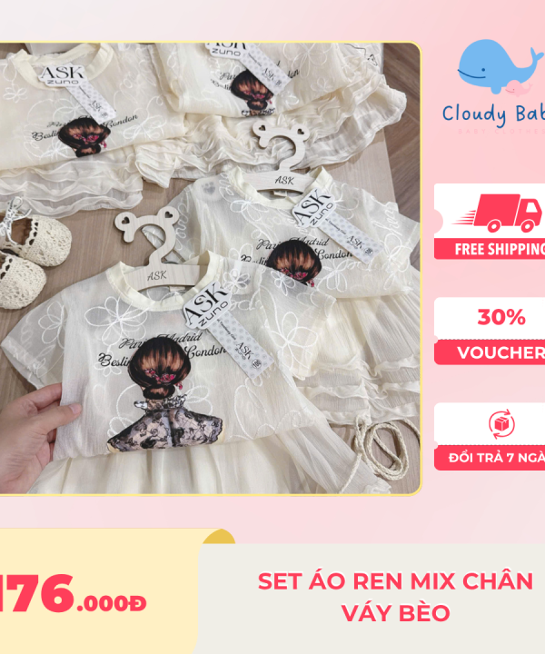 Set áo ren mix chân váy bèo
