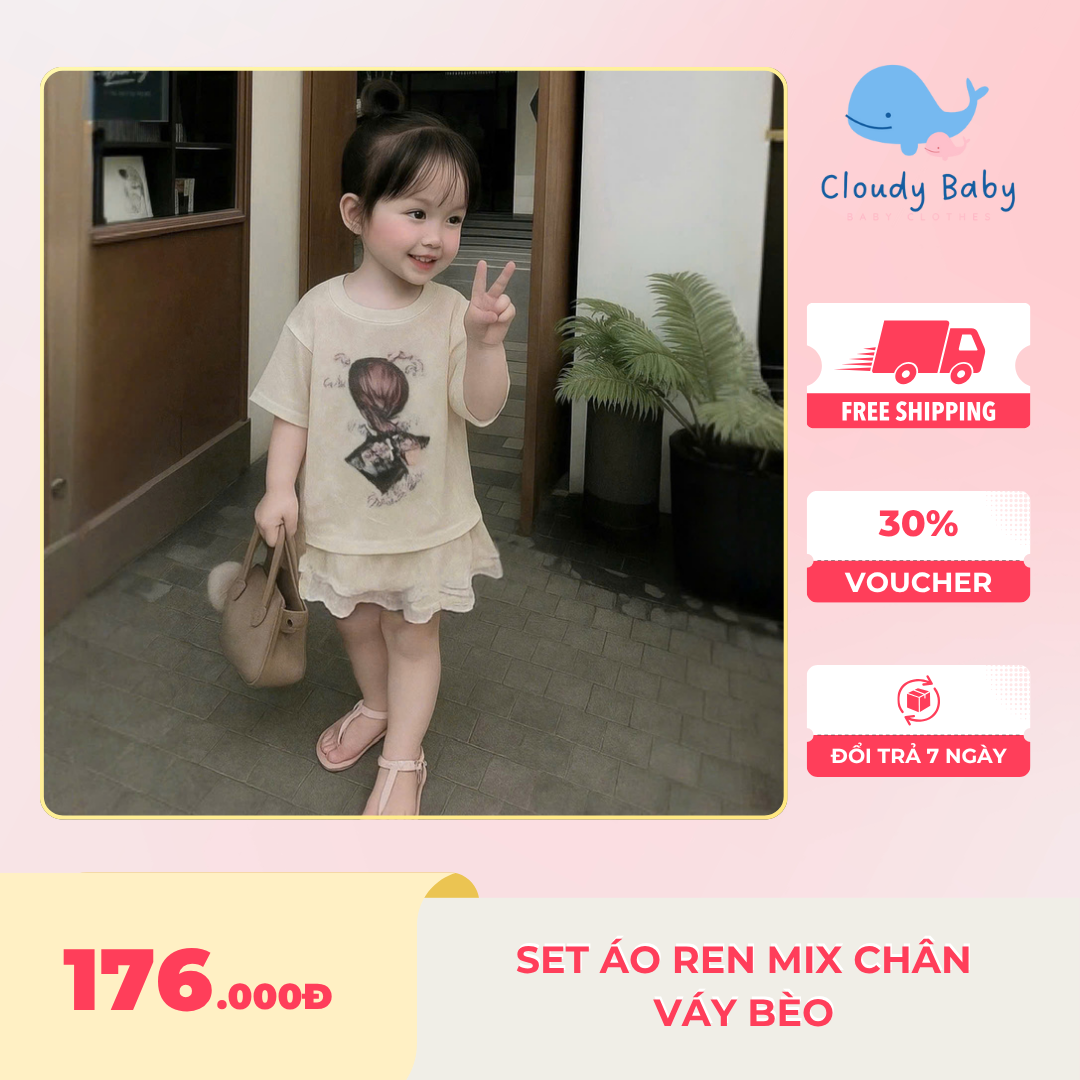 Set áo ren mix chân váy bèo