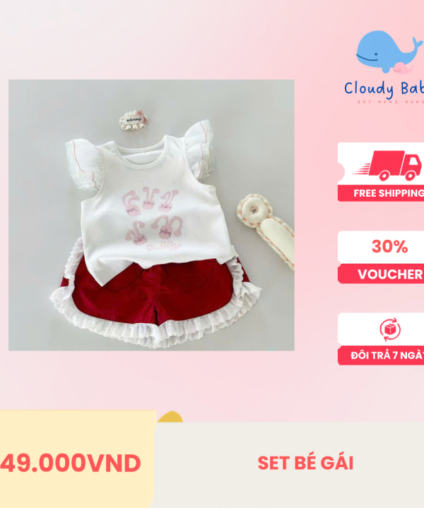 SET BÉ GÁI THỎ HỒNG DỄ THƯƠNG
