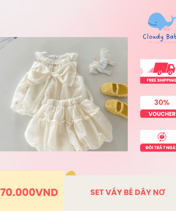 SET VÁY BÉ DÂY NƠ – NGỌT NGÀO CHUẨN TIỂU THƯ NHÍ!